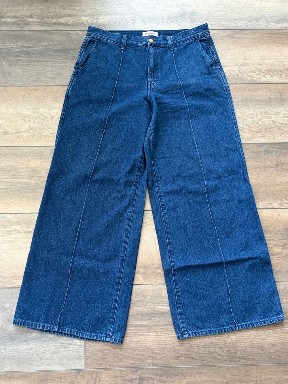 Madewell Dark Blue SuperWide-Leg Jeans with Front Seams